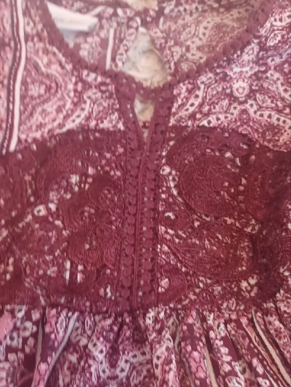 Bonnie Jean Burgundy Paisley Lace-Accent Dress